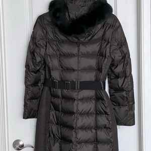 Authentic Burberry Down Filled Coat with Fox Fur Hood in size large